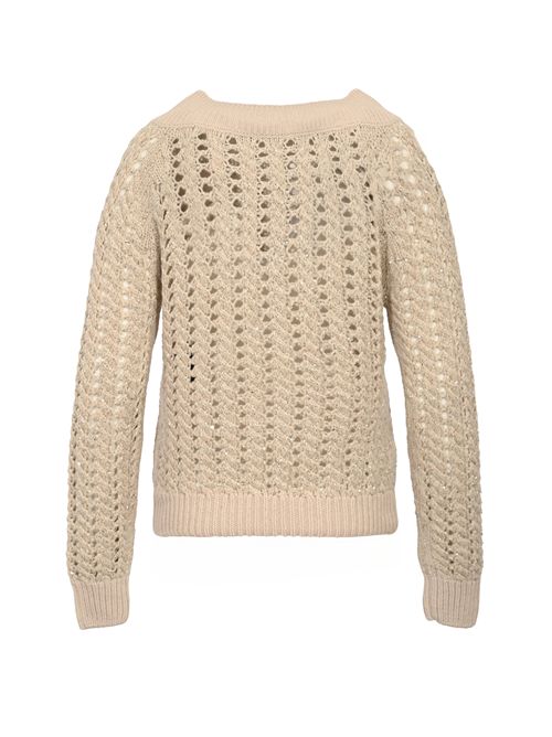 Maglia trecce in misto lana e cashmere con paillettes D. Exterior | 611827GESS